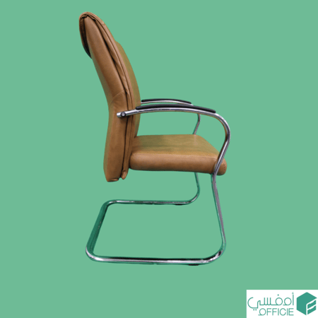 كرسي زوار جلدي بيج