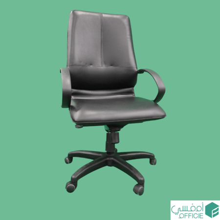 كرسي دوار جلدي - اسود