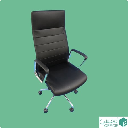 كرسي مكتبي دوار من الجلد الأسود