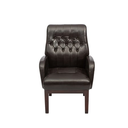 كرسي كلاسيكي من الجلد البني