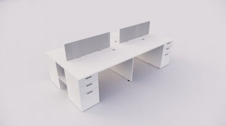 محطة عمل رباعية بخزائن ملحقة