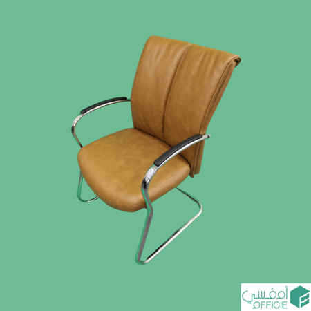 كرسي زوار جلدي بيج