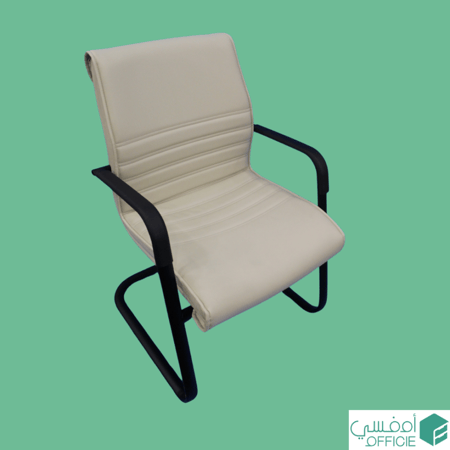 كرسي زوار جلدي بيج