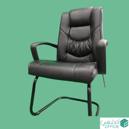 كرسي زوار جلد - اسود