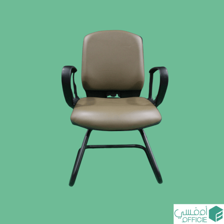 كرسي زوار جلدي - بني