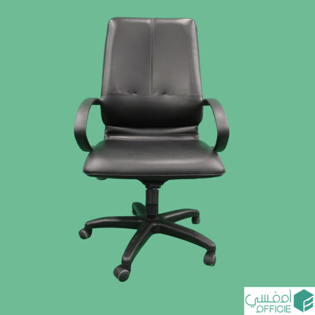 كرسي دوار جلدي - اسود