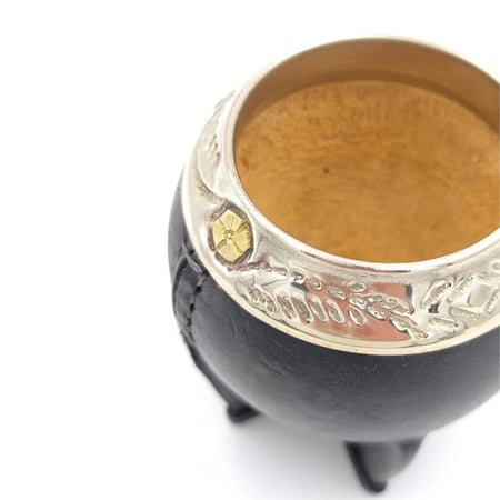 كوب ثمرة القرع  شكل بيضاوي مذهب لون أسود لمشروب المتة