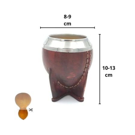 مقاس كوب ثمرة القرع  شكل بيضاوي لون بني مع مصاص متة ومتة كنارياس