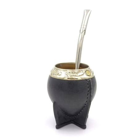 صورة توضيحية مع الكوب مصاص متة ستانلس ستيل فتحات مقاس عريض