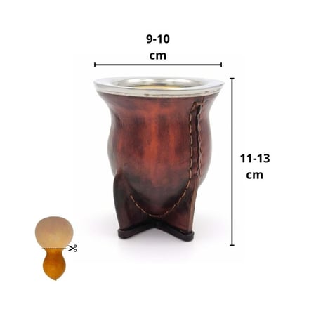 مقاس كوب ثمرة القرع  شكل مع عنق لون بني  لمشروب المتة