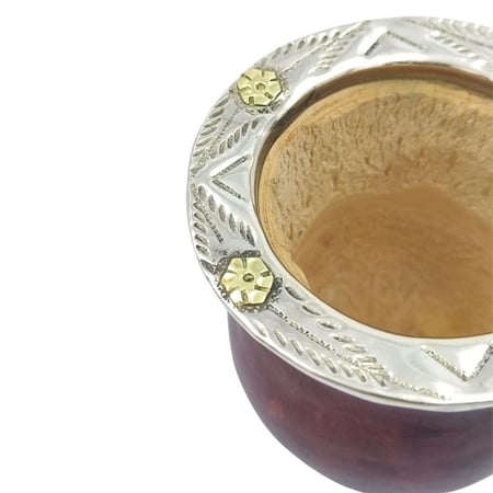 كوب ثمرة القرع  شكل مع عنق ومعدن مذهب لون بني لمشروب المتة