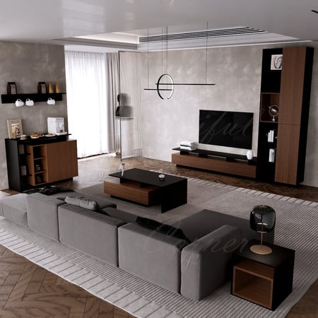 طاولة وسط  اسود مع بني 2060- موديل Alfa