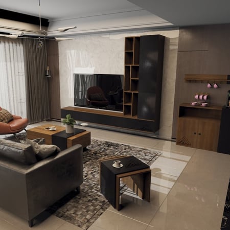 طقم طاولات خدمه اسود مع بني 2060 _موديل Sozan