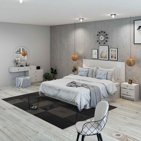 طقم غرفة نوم كاملة مع دولاب باللون الأبيض 4 ابواب - SetBR-01