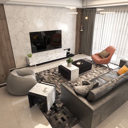 طقم طاولات خدمه  اسود مع رخامي موديل  Sozan