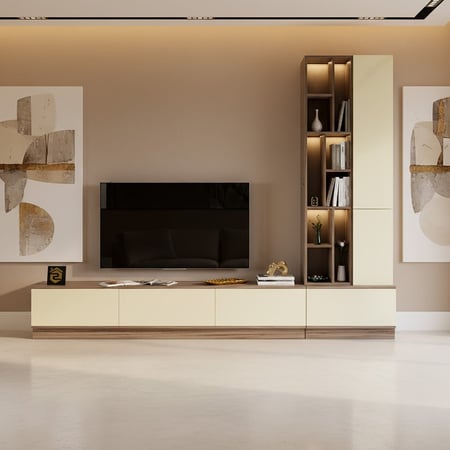 طاولة تلفزيون خشبي EX مع بيج- موديل Tv 61