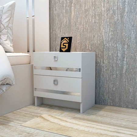 طقم غرفة نوم كاملة مع دولاب باللون الأبيض 4 ابواب - SetBR-01