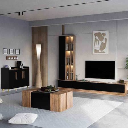 ركن قهوة اسود مع خشبي -موديلRC07