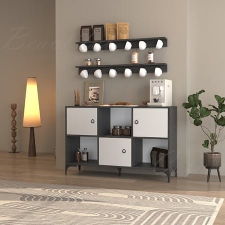 ركن كوفي رمادي غامقA مع ابيض- موديل Hexa