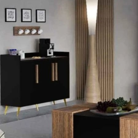 طقم طاولات اسود مع خشبي- موديل SH61