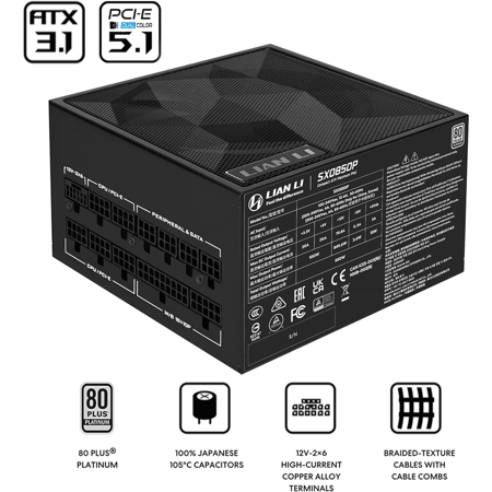 ليان لي SX1200P مزود طاقة 1200 واط 80+ Platinum قابل للتخصيص بالكامل