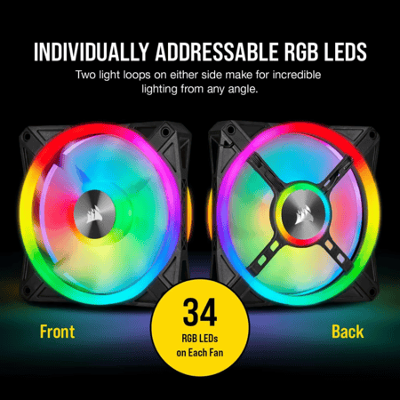 كورسير iCUE QL120 RGB 120mm PWM طقم مراوح مع متحكم Lighting Node CORE