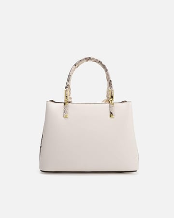 شنطة نسائية من الجلد بلون أبيض