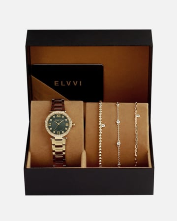 طقم هدية نسائية فاخر ساعة وأساور