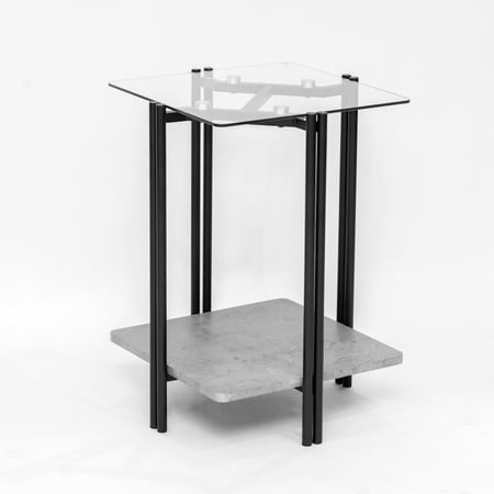 طقم طاولات خشب لون رصاصي مع سطح زجاج