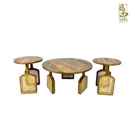 طقم طاولات هندي خشب طبيعي