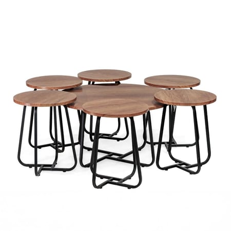 طقم طاولات كنب 1+6 لون بني