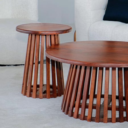 طقم طاولات 1+2 خشب طبيعي