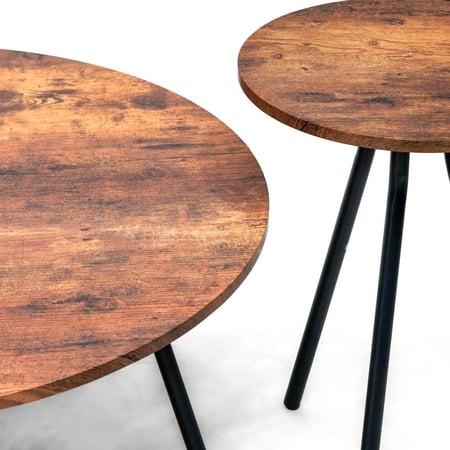 طقم طاولات كنب (1+6) خشب ام دي اف لون بني محروق