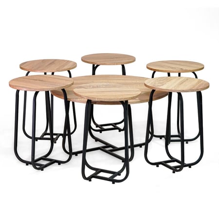 طقم طاولات كنب دائري لون خشبي