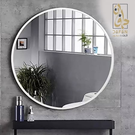 مرآة حائط دائرية فضي زجاجية فخمة