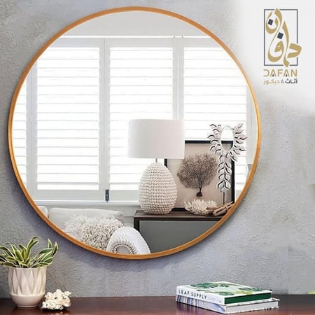 مرآة حائط دائرية ذهبي إطار نحيف