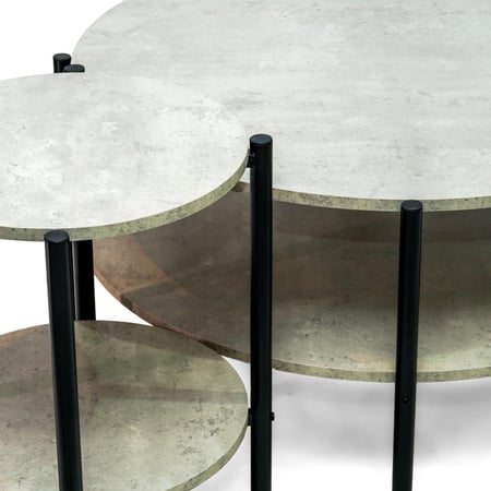 طقم طاولات كنب دائري لون رصاصي فاتح