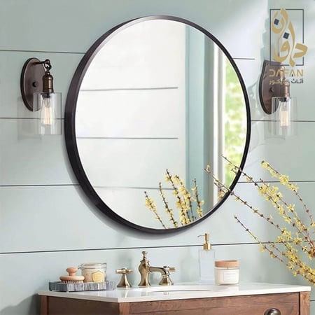 مرآة حائط دائرية أسود إطار ألومنيوم