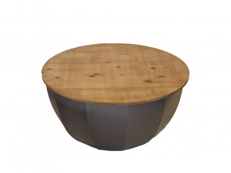 طقم طاولات قهوة 3 قطع خشب هندي ومعدن للمجالس تصميم دائري