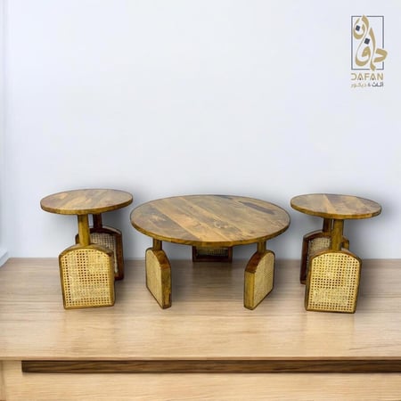 طقم طاولات هندي خشب طبيعي