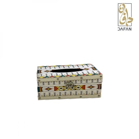 طقم علبة مناديل وسلة يبرز التفاصيل الهندسية للتصميم وجودة الطلاء الخار