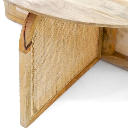 طقم طاولات 1+2 خشب هندي طبيعي مع راتان