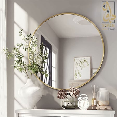 مرآة حائط دائرية ذهبي كلاسيك
