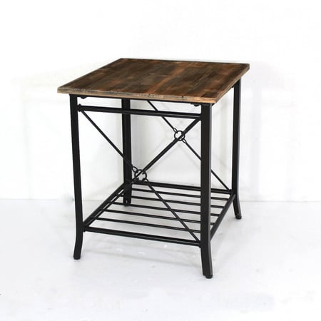 طقم طاولات 5 قطع خشبية MDF سطح بني وأرجل معدنية سوداء