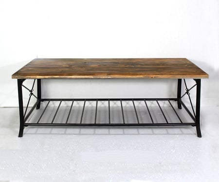 طقم طاولات 5 قطع خشبية MDF سطح بني وأرجل معدنية سوداء