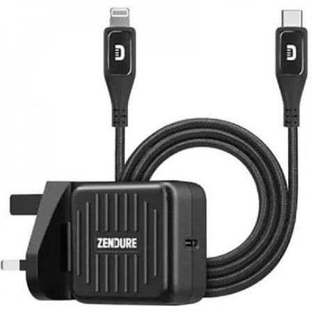 زندور 20 واتس حزمة شحن سريع Home Charger + Cableتوصيل الطاقة - يو اس بي بي ديأحادي USB-Cاسود