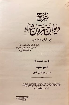 76-شرح ديوان عنترة بن شداد/ديوان عنترة تحقيق ودراسة/شرح ديوان عنترة