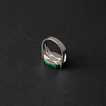 خاتم فضة رجالي ملكي مقبض- اخضر مخطط