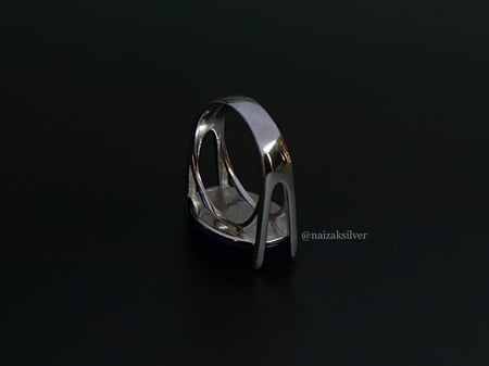 خاتم فضة رجالي ملكي مقبض- أسود