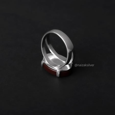 خاتم ملكي مخالب فضة عيار 925 - عنابي